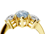 Yellow gold Three-Stone Fancy Blue Marquise Cut Cut Diamond Engagement Ring with Flat Band and Four-Prong Setting_4