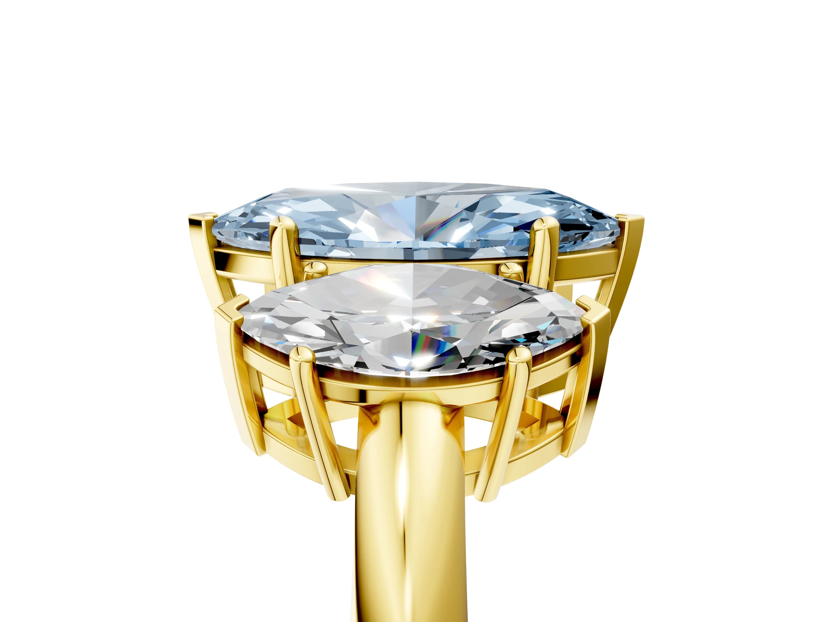 Yellow gold Three-Stone Fancy Blue Marquise Cut Cut Diamond Engagement Ring with Prong Setting on a White Gold Band_53