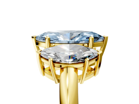 Yellow gold Three-Stone Fancy Blue Marquise Cut Cut Diamond Engagement Ring with Prong Setting on a White Gold Band_53