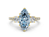 Yellow gold Three-Stone Fancy Blue Marquise Cut Cut Diamond Pavé Band with Prong Setting_15