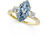 Yellow gold Three-Stone Fancy Blue Marquise Cut Cut Diamond Pavé Band with Prong Setting_16