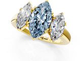 Yellow gold Three-Stone Fancy Blue Marquise Cut Cut Diamond Ring with Channel Set Band and Four-Prong Setting_26