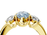 Yellow gold Three-Stone Fancy Blue Marquise Cut Cut Diamond Ring with Channel Set Band and Four-Prong Setting_29