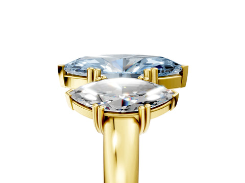 Yellow gold Three-Stone Fancy Blue Marquise Cut Cut Diamond Ring with Channel Set Band and Four-Prong Setting_5