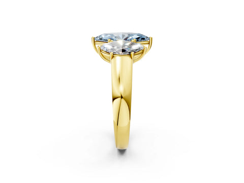 Yellow gold Three-Stone Fancy Blue Marquise Cut Cut Diamond Ring with Prong Setting and Classic Band_2