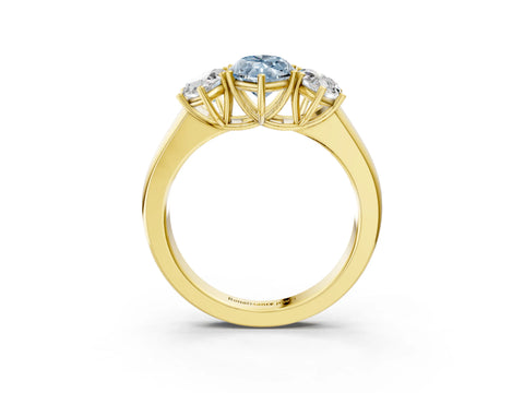 Yellow gold Three-Stone Fancy Blue Marquise Cut Cut Diamond Ring with Prong Setting and Classic Band_3