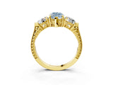 Yellow gold Three-Stone Fancy Blue Marquise Cut Cut Milgrain Band Prong Setting Ring_3