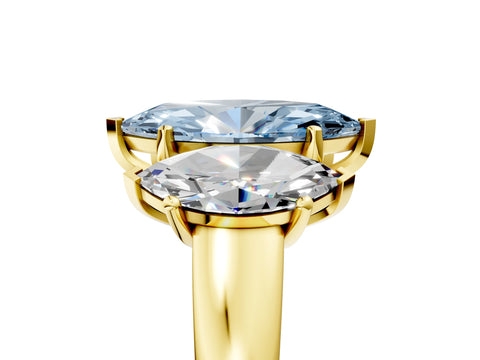 Yellow gold Three-Stone Fancy Blue Marquise Cut Cut Solitaire Ring with Classic Prong Setting_5