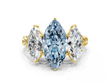 Yellow gold Three-Stone Fancy Blue Marquise Cut Diamond Braided Band Ring with Four-Prong Setting_40