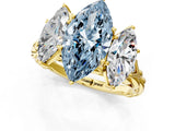 Yellow gold Three-Stone Fancy Blue Marquise Cut Diamond Braided Band Ring with Four-Prong Setting_41