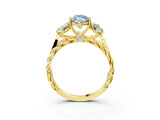 Yellow gold Three-Stone Fancy Blue Marquise Cut Diamond Braided Band Ring with Four-Prong Setting_43