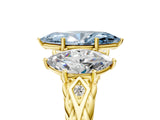 Yellow gold Three-Stone Fancy Blue Marquise Cut Diamond Braided Band Ring with Four-Prong Setting_45