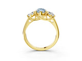 Yellow gold Three-Stone Fancy Blue Marquise Cut Diamond Engagement Ring with Prong Setting_6