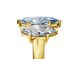 Yellow gold Three-Stone Fancy Blue Marquise Cut Diamond Engagement Ring with Prong Setting_8