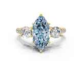 Yellow gold Three-Stone Fancy Blue Marquise  Cut Diamond Pavé Band with Four-Prong Setting_28