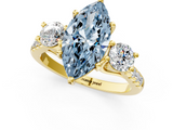 Yellow gold Three-Stone Fancy Blue Marquise  Cut Diamond Pavé Band with Four-Prong Setting_29