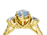 Yellow gold Three-Stone Fancy Blue Marquise  Cut Diamond Pavé Band with Four-Prong Setting_32