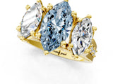 Yellow gold Three-Stone Fancy Blue Marquise  Cut Diamond Ring with Channel-Set Band and Four-Prong Setting_103