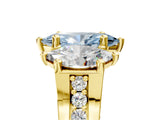 Yellow gold Three-Stone Fancy Blue Marquise  Cut Diamond Ring with Channel-Set Band and Four-Prong Setting_107