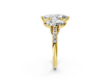 Yellow gold Three-Stone Fancy Blue Marquise Cut Diamond Ring with Pavé Band and Prong Setting_71