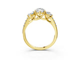Yellow gold Three-Stone Fancy Blue Marquise Cut Diamond Ring with Pavé Band and Prong Setting_72