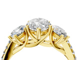 Yellow gold Three-Stone Fancy Blue Marquise Cut Diamond Ring with Pavé Band and Prong Setting_85