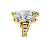 Yellow gold Three-Stone Fancy Blue Marquise Cut Diamond Ring with Pavé Band and Prong Setting_86