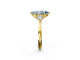 Yellow gold Three-Stone Fancy Blue Marquise  Cut Diamond Ring with Pear Side Stones in Four-Prong Setting_110