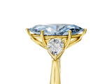 Yellow gold Three-Stone Fancy Blue Marquise  Cut Diamond Ring with Pear Side Stones in Four-Prong Setting_113
