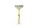 Yellow gold Three-Stone Fancy Blue Marquise Cut Diamond Ring with Pear  Side Stones in Four-Prong Setting_14