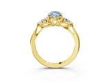 Yellow gold Three-Stone Fancy Blue Marquise Cut Diamond Ring with Pear  Side Stones in Four-Prong Setting_15