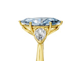 Yellow gold Three-Stone Fancy Blue Marquise Cut Diamond Ring with Pear  Side Stones in Four-Prong Setting_17