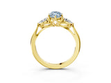 Yellow gold Three-Stone Fancy Blue Marquise Cut Diamond Ring with Pear  Side Stones in Four-Prong Setting_51