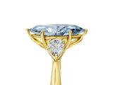 Yellow gold Three-Stone Fancy Blue Marquise Cut Diamond Ring with Pear  Side Stones in Four-Prong Setting_53