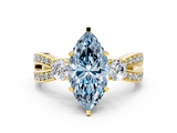 Yellow gold Three-Stone Fancy Blue Marquise  Cut Diamond Twist Band with Prong Setting_68