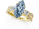 Yellow gold Three-Stone Fancy Blue Marquise  Cut Diamond Twist Band with Prong Setting_69