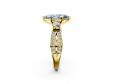 Yellow gold Three-Stone Fancy Blue Marquise  Cut Diamond Twist Band with Prong Setting_70