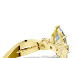 Yellow gold Three-Stone Fancy Blue Marquise  Cut Diamond Twist Band with Prong Setting_85