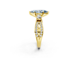 Yellow gold Three-Stone Fancy Blue Marquise  Cut Diamond Twist Band with Prong Setting_86