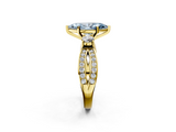 Yellow gold Three-Stone Fancy Blue Marquise  Cut Diamond Twist Band with Prong Setting_87