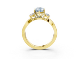 Yellow gold Three-Stone Fancy Blue Marquise  Cut Diamond Twist Band with Prong Setting_88