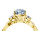 Yellow gold Three-Stone Fancy Blue Marquise  Cut Diamond Twist Band with Prong Setting_89