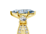 Yellow gold Three-Stone Fancy Blue Marquise  Cut Diamond Twist Band with Prong Setting_90