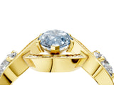 Yellow gold Three-Stone Fancy Blue Marquise Cut Diamond Wave Pave Band with Prong Setting_4