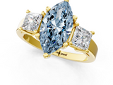 Yellow gold Three-Stone Fancy Blue Marquise  Cut Solitaire Ring with Prong Setting_4