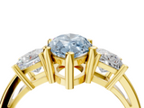 Yellow gold Three-Stone Fancy Blue Marquise  Cut Solitaire Ring with Prong Setting_7