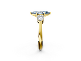 Yellow gold Three-Stone Fancy Blue Marquise  Diamond Ring with Pear Side Stones in Four-Prong Setting_27
