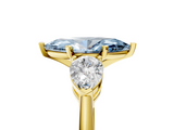Yellow gold Three-Stone Fancy Blue Marquise  Diamond Ring with Pear Side Stones in Four-Prong Setting_30