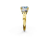 Yellow gold Three-Stone Fancy Blue Oval  Brilliant Cut Solitaire Ring with Prong Setting on a Classic Band 4