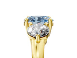 Yellow gold Three-Stone Fancy Blue Oval  Brilliant Cut Solitaire Ring with Prong Setting on a Classic Band 5